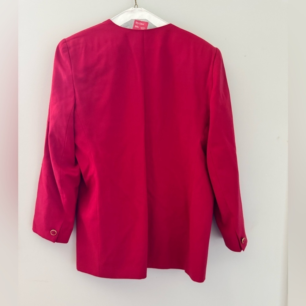 Preswick & Moore Deep Red Wool Blazer with matching skirt - Picture 13 of 16